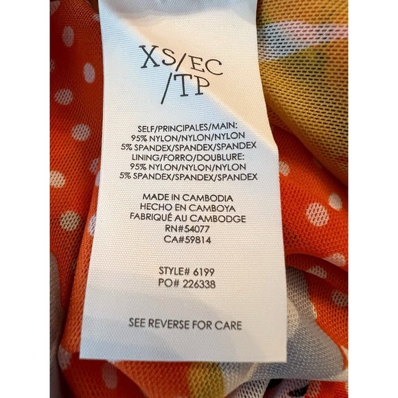 CAbi Polka Dot Floral Retro Pinup Ruffle Wrap Skirt #6199 Size XS Tangerine - Picture 10 of 11